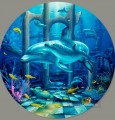 Delfines místicos bajo el mar